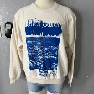 NWT Mother The Biggie Concert Graphic Sweatshirt, Cream, XS